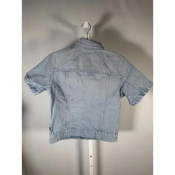 NWT G-Star RAW Arc Short Sleeve Denim Jacket Women’s XS Vintage Electric Blue - Picture 4 of 8